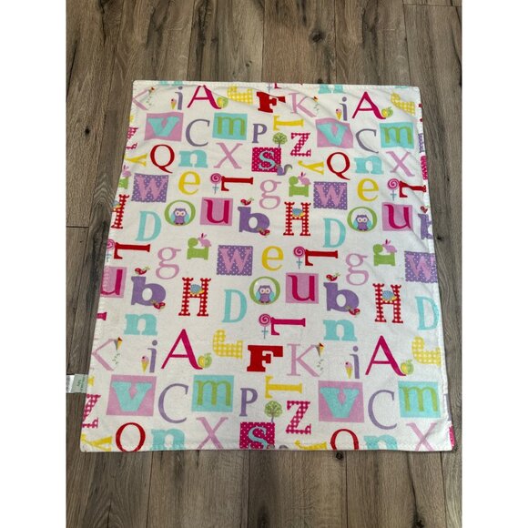 Laura Ashley Baby Alphabet ABC Letters Print Reversible Blanket 31" x 35" Soft P - Picture 1 of 5
